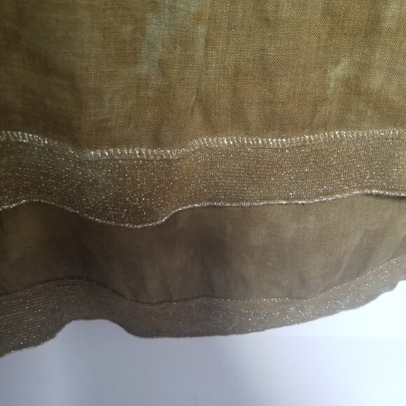 Saks Fifth Avenue Women's Brown Linen Lagenlook BohoTop Sz L - Picture 3 of 6